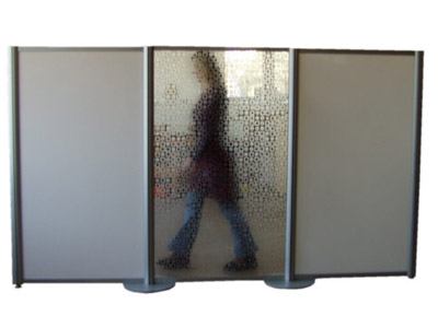 Stellwand R8 mit Glas Raumteiler Look